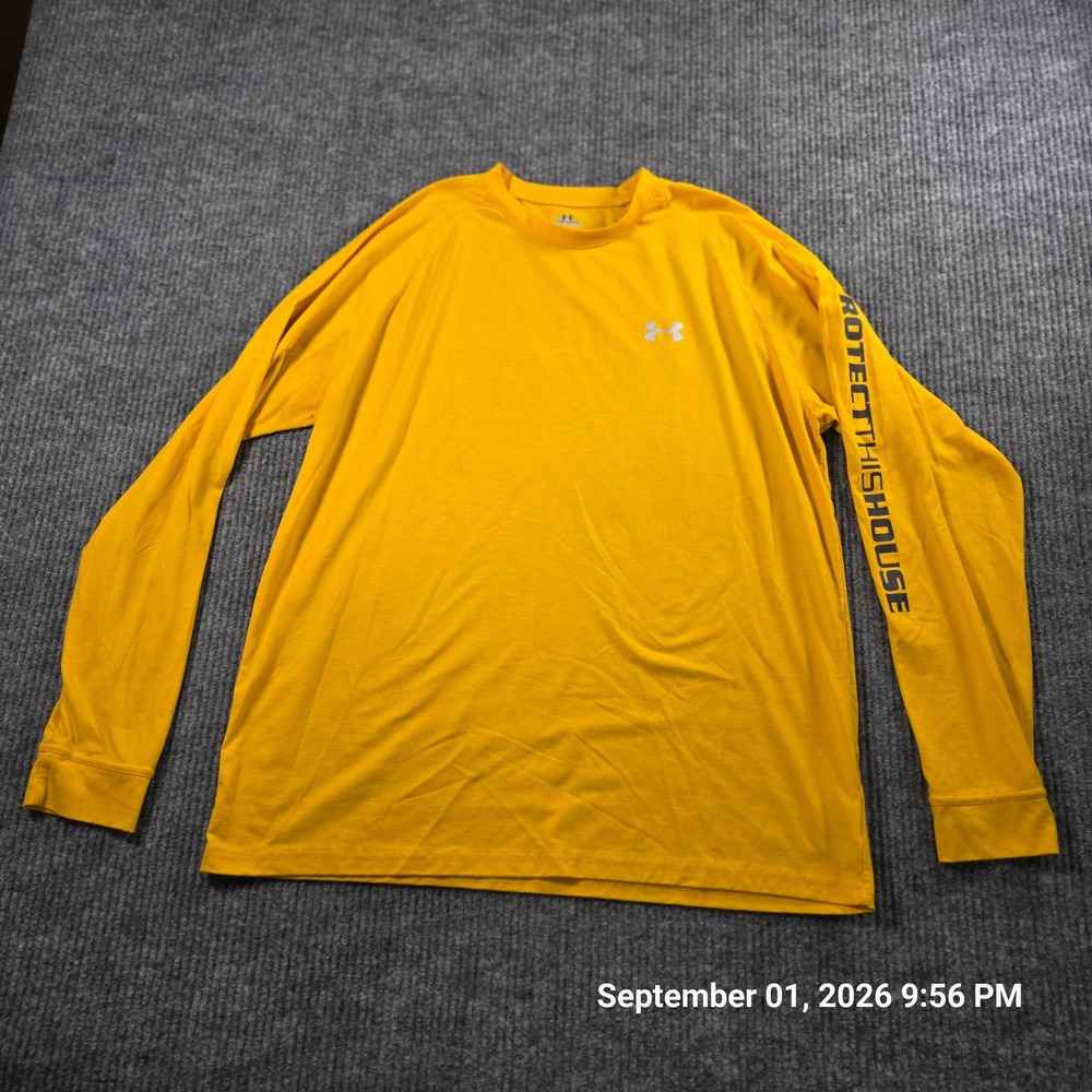 Under Armour Mens Yellow Long Sleeve Protect This House Athletic Shirt Large